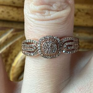 Natural Champagne Diamond Sterling Silver Ring Size 6